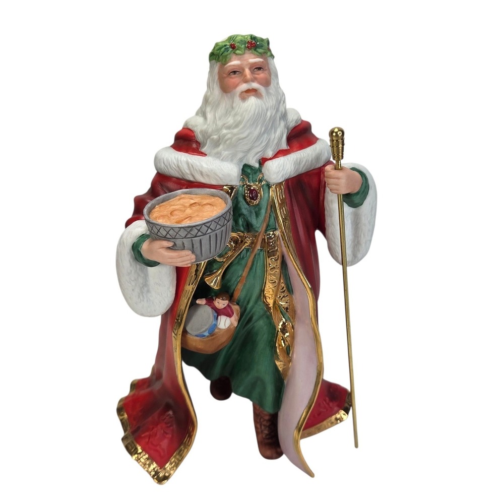Lenox Father Christmas Santa Claus Figurine Porcelain Gold Trim 1989 Vintage